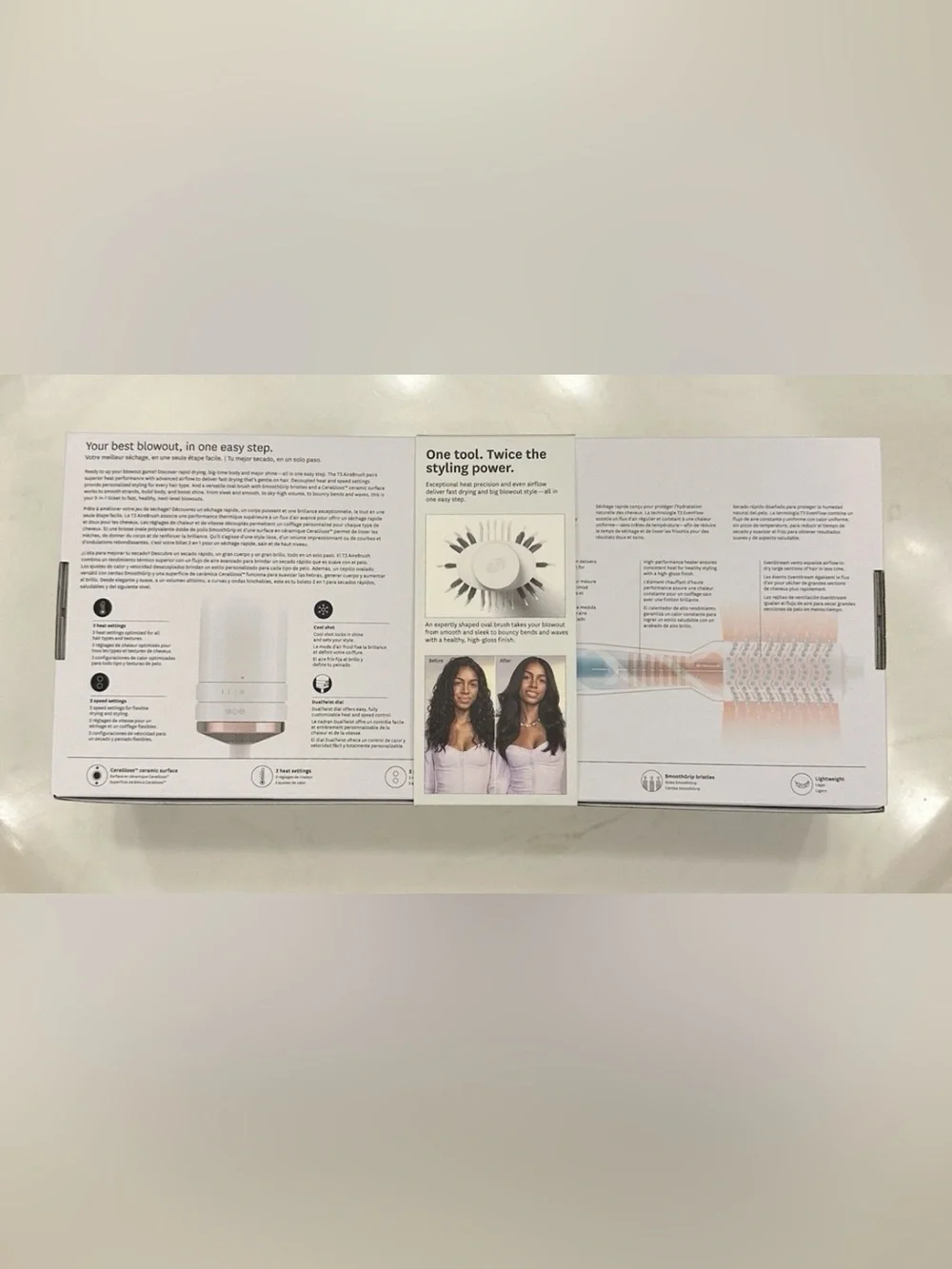 T3 AireBrush Hair Dryer Brush in White and Rose Gold Accents